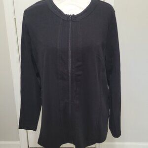 CJ Banks Zip Front Knit Jacket with Pockets